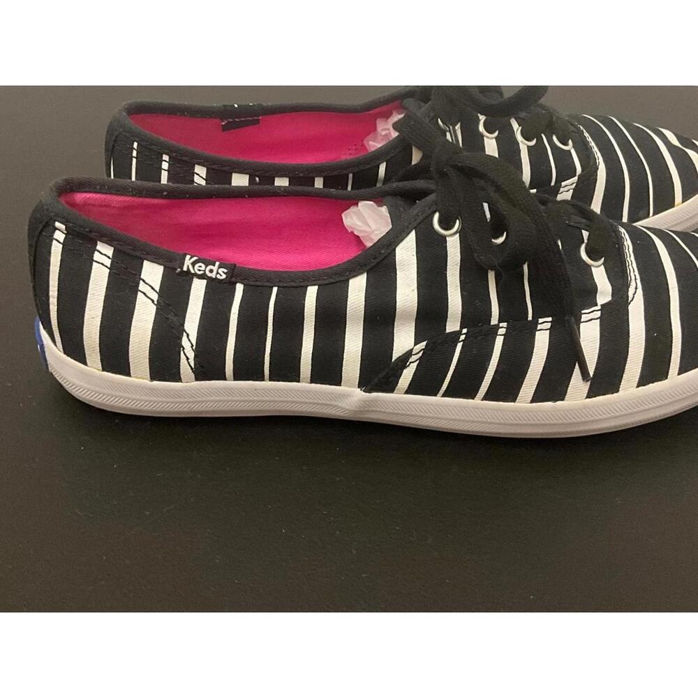 Keds Women's Size 8 Black White Pink Lace Up Low Top Canvas Sneakers Comfort - Picture 7 of 10